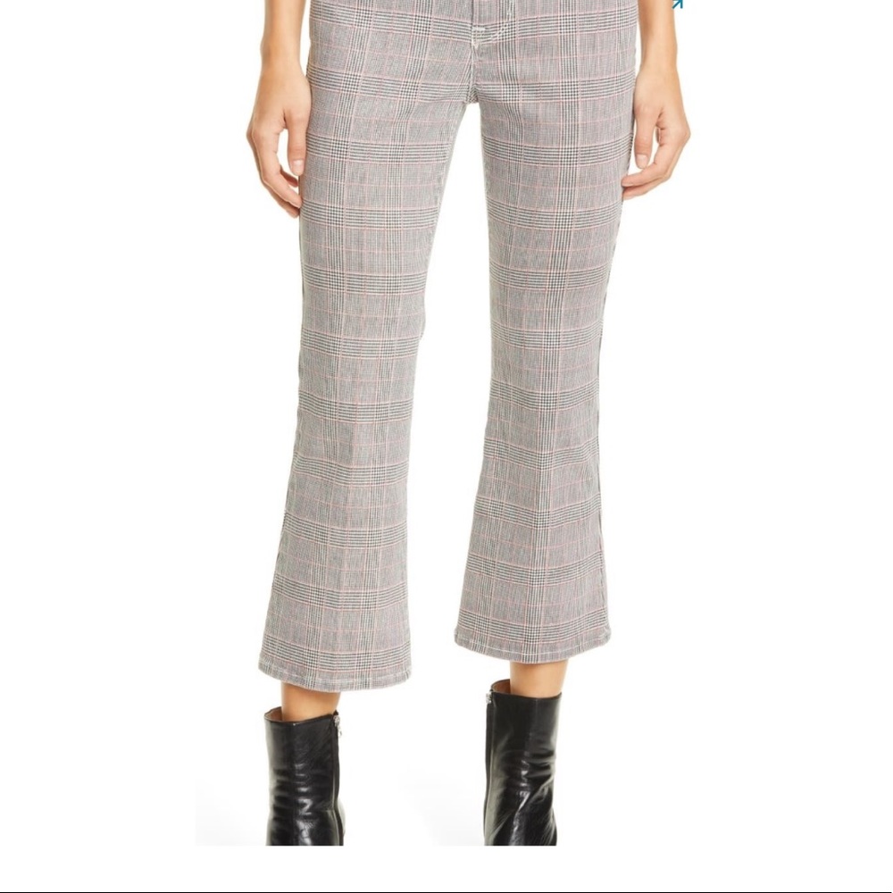FRAME Plaid Bootcut Cropped Jeans